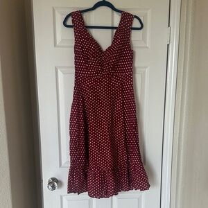 eShakti Burgundy Polka Dot Midi Dress size large 12